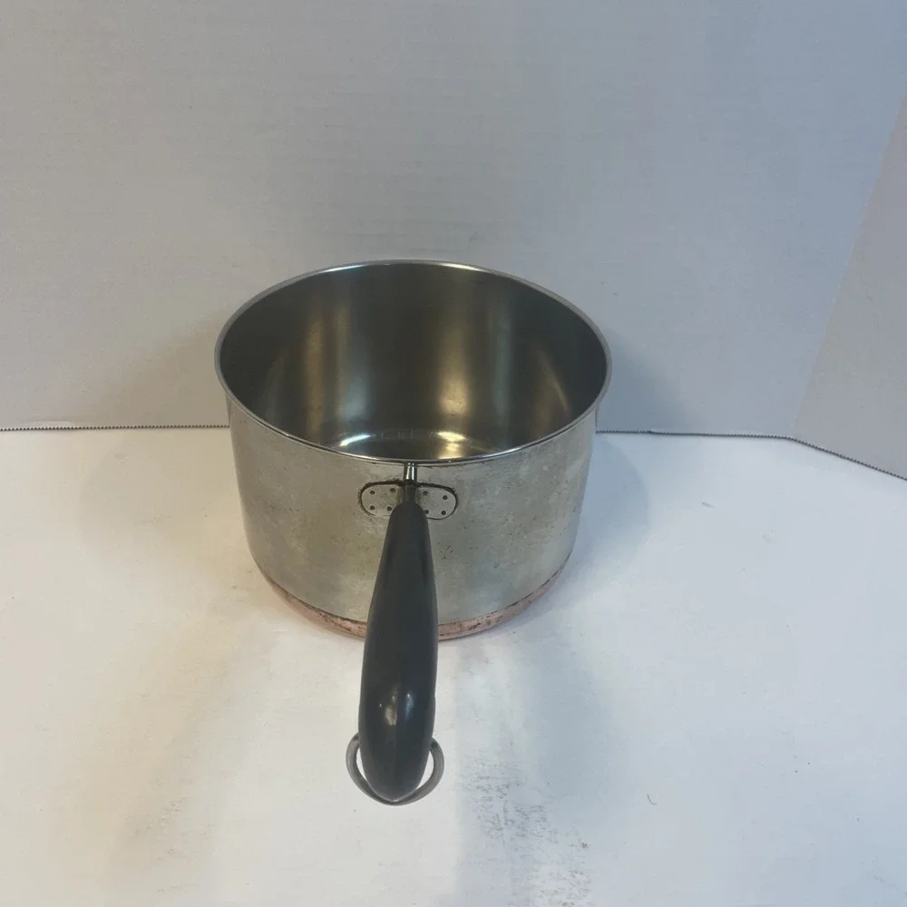 Revere Ware Saucepan 3 Qt Silver 1801 Copper Clad Bottom Stainless Steel no lid